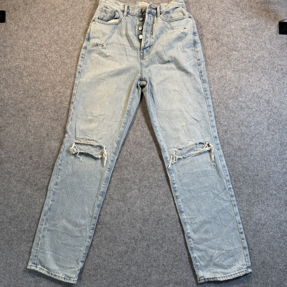 PacSun Dad Jean Pants 26 Light‎ Blue Wash Distressed Cotton Denim